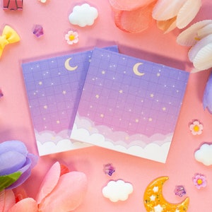 Starry Clouds Aesthetic Sticky Note | Kawaii Dreamy Aesthetic