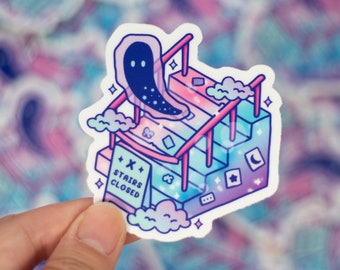 Haunted School Stairs Spooky Halloween Cute Kawaii Vinyl Sticker - Waterproof, Matte