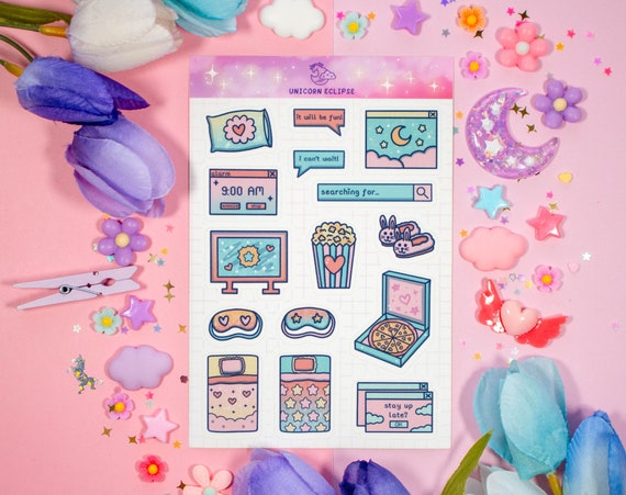 Study Cute Pastel Sticker Sheet Print Bujo Bullet Stickers