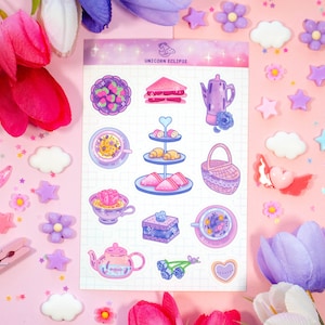 Tea Party Sticker Sheet | Planner Stickers, Kawaii Stickers