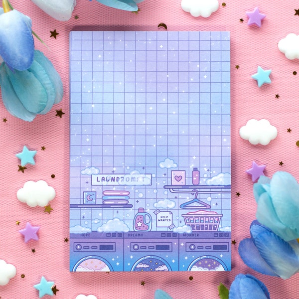 Laundromat Notepad | Cute Dreamy Kawaii Aesthetic Stationery Memo Pad