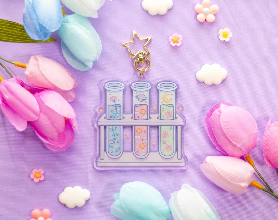 Test Tubes Aesthetic Cute Acrylic Charm Keychain - Etsy