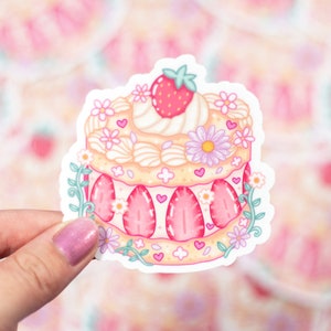 Aardbeientaart schattige esthetische vinylsticker