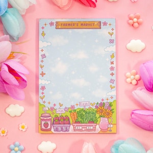 Farmers Market Notepad | Cute Dreamy Kawaii Aesthetic Stationery Memo Pad