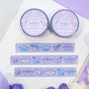Cinta washi de aviones y barcos de papel / Papelería estética kawaii linda