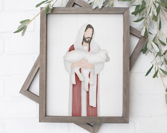 He Leaveth the Ninety and Nine | Jesus Painting | Picture of Jesus | Jesus Watercolor | Jesus Art Print | The Living Christ | LDS Art