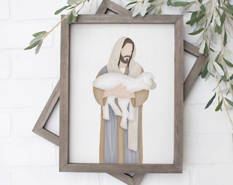 He Leaveth the Ninety and Nine | Jesus Painting | Picture of Jesus | Jesus Watercolor | Jesus Art Print | The Living Christ | LDS Art