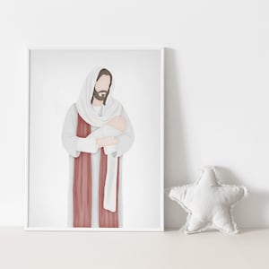 Forever In The Arms Of Jesus | Jesus Painting | Miscarriage | Miscarriage Gift | LDS Baby | Jesus holding Baby | Baby Loss | Child Loss |