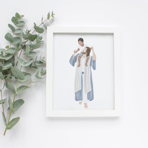Gedragen in zijn liefde | Ik ben een kind van God | Jezus schilderij | LDS-kunst | Kom mij volgen | Jezus aquarel | Jezus met Kind | LDS-doop