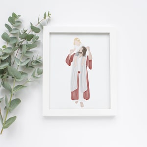 Carried In His Love | I am a Child of God | Jesus Painting | LDS art | Come follow Me | Jesus Watercolor | Jesus with Child | LDS Baptism
