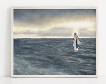 A Great Calm | Jesus Walking On Water | Jesus Painting | Picture of Jesus | Jesus Watercolor | Jesus Art Print | The Living Christ | LDS Art