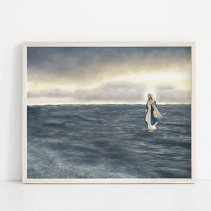 A Great Calm | Jesus Walking On Water | Jesus Painting | Picture of Jesus | Jesus Watercolor | Jesus Art Print | The Living Christ | LDS Art