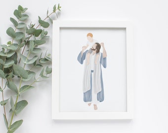 Carried In His Love | I am a Child of God | Jesus Painting | LDS art | Come follow Me | Jesus Watercolor | Jesus with Child | LDS Baptism