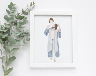 Carried In His Love | I am a Child of God | Jesus Painting | LDS art | Come follow Me | Jesus Watercolor | Jesus with Child | LDS Baptism