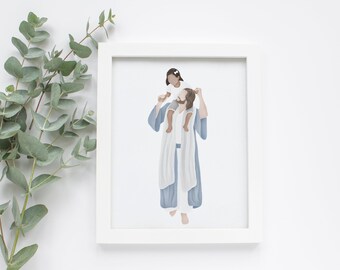 Carried In His Love | I am a Child of God | Jesus Painting | LDS art | Come follow Me | Jesus Watercolor | Jesus with Child | LDS Baptism