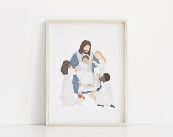 Children of God | I am a Child of God | Jesus Painting | LDS art | Peace in Christ | Come follow Me | Jesus Watercolor | Jesus with Children