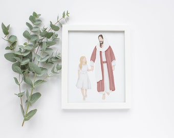 Jag vandrar i tro | Mormons dop | Jag är ett Guds barn | Mormons dopgåva | Jesusmålning | Jesusakvarell | Mormons väggkonst | Mormons konst | Mormons