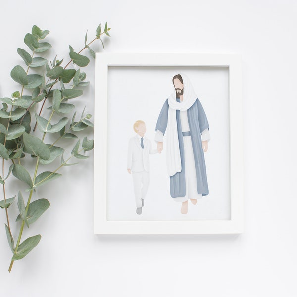 Je marche par la foi | Baptême Lds | Je suis un enfant de Dieu | Cadeau de baptême LDS | Peinture de Jésus | Aquarelle de Jésus | Art mural SDJ | Art SDJ | SDJ