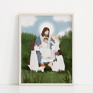 Hijos de Dios / Soy un Hijo de Dios / Pintura de Jesús / Arte SUD / Paz en Cristo / Ven sígueme / Jesús Acuarela / Jesús con niños