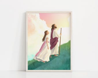 Walk With Me | Young Women | 2026 Youth Theme | Come Follow Me | I am a Child of God | Lds Young Women | LDS Art | BRUNETTE GIRL