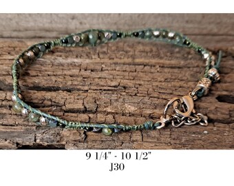Glass Beads, Handmade Leather Wrap Anklet (J30, J34, J35, J69, J70)