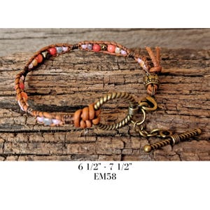 Leather Wrap Bracelet, Quartzite Beads, Single Wrap Leather Bracelet, Adjustable Bracelet (EM58, G11, J21, J66, J94)