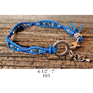 Leather Wrap Bracelet, Rivershell Beads, Single Wrap Leather Bracelet, Adjustable Bracelet (D15, E52, G10, G14, G5, J87)