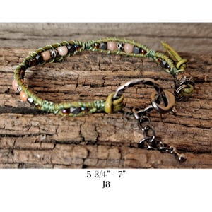 Leather Wrap Bracelet, Jasper Beads, Single Wrap Leather Bracelet, Adjustable Bracelet (J8, J81, J97)