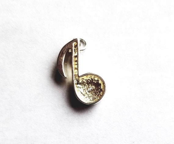 Vintage Sterling Silver Music Note Pendant and Ch… - image 5
