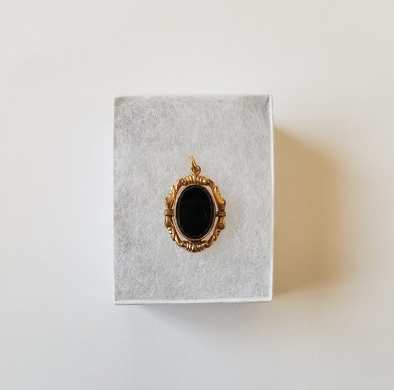 Antique Victorian Jet Pendant Gold Filled - image 4