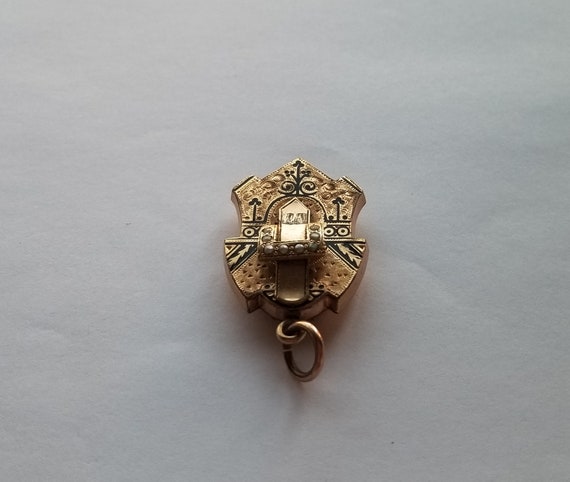 Antique Victorian Gold Enamel Pearl Locket - image 5