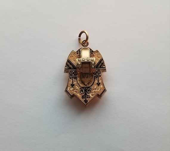Antique Victorian Gold Enamel Pearl Locket - image 2