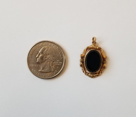 Antique Victorian Jet Pendant Gold Filled - image 1