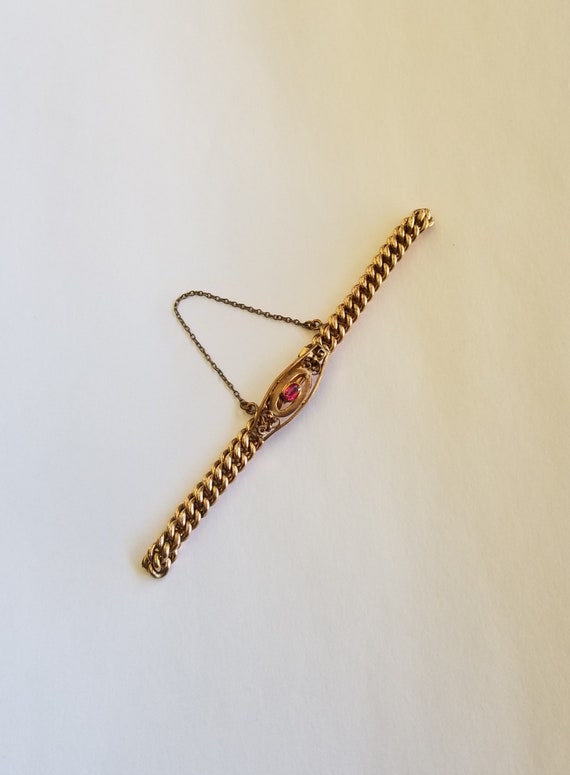 Antique Gold Curb Chain Ruby Bracelet