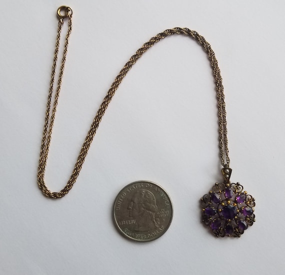 Antique 9kt Amethyst Snowflake Pendant & Chain - image 8