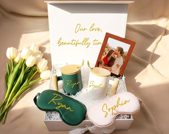 Romantic Anniversary Keepsake Set | Custom Mugs, Eye Masks & Photo Frame for Couples