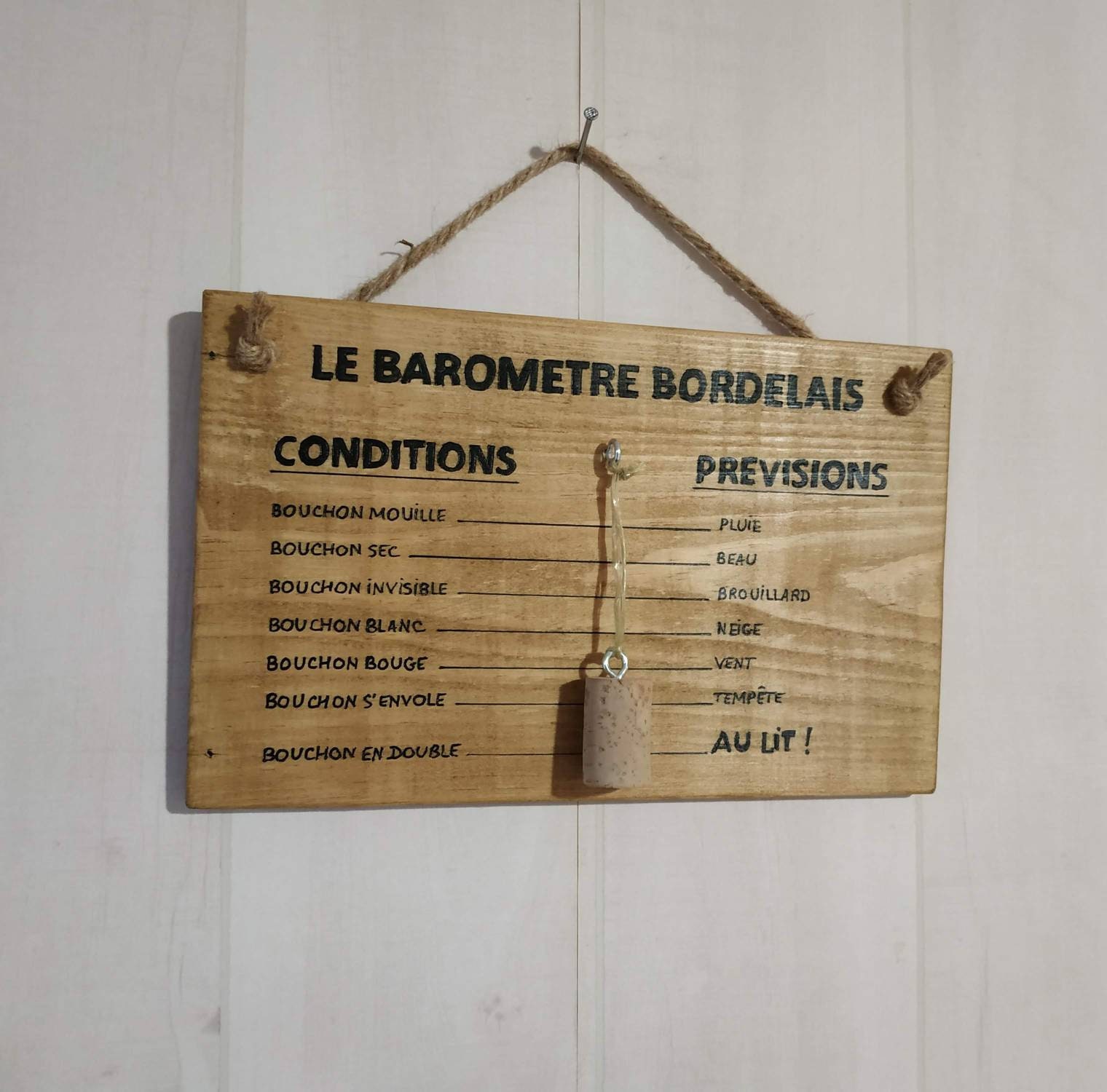 Baromètre Bordelais, Décoration Murale, Idée Cadeau Bordeaux