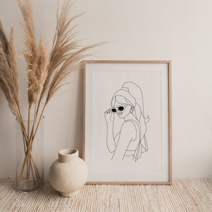 Head with Sunglasses | Line Art Woman |  Woman Line Art | Wall Art | Minimal Line Drawing Woman