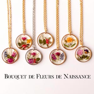 Personalized Birth Flower Bouquet Necklace – Handmade Floral Jewelry – Gift for Mom, Grandma, Nanny, Birthday or Birth
