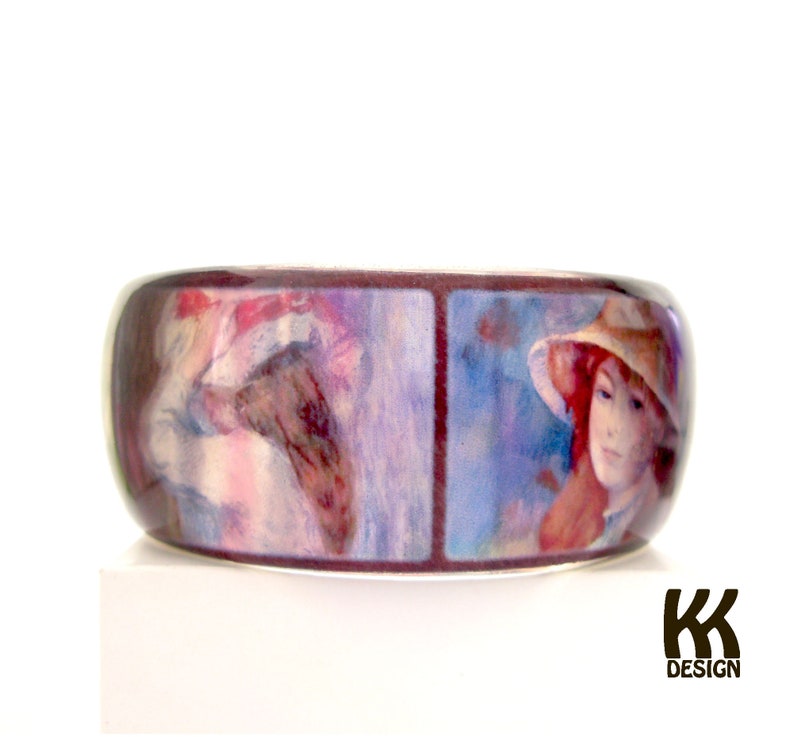 Renoir painting jewelry Handcrafted resin bracelet 6.8 cm