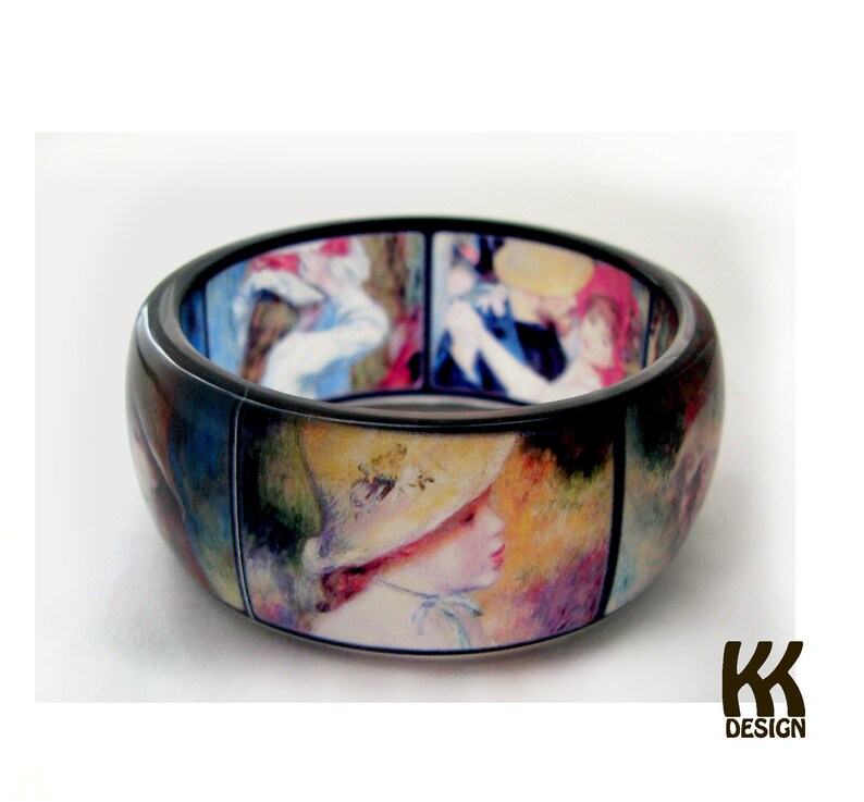 Renoir painting jewelry Handcrafted resin bracelet 6.8 cm