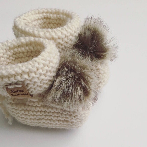 100% Wool Handmade Knitted Baby Socks Booties Shoes for Boy or Girl Baby Shower Gift or Photoshoot prop