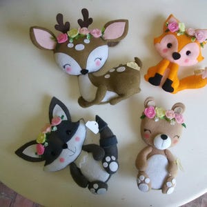 セット 4 動物 デル ボスケ 20 cm フィグラス アン フィエルトロ