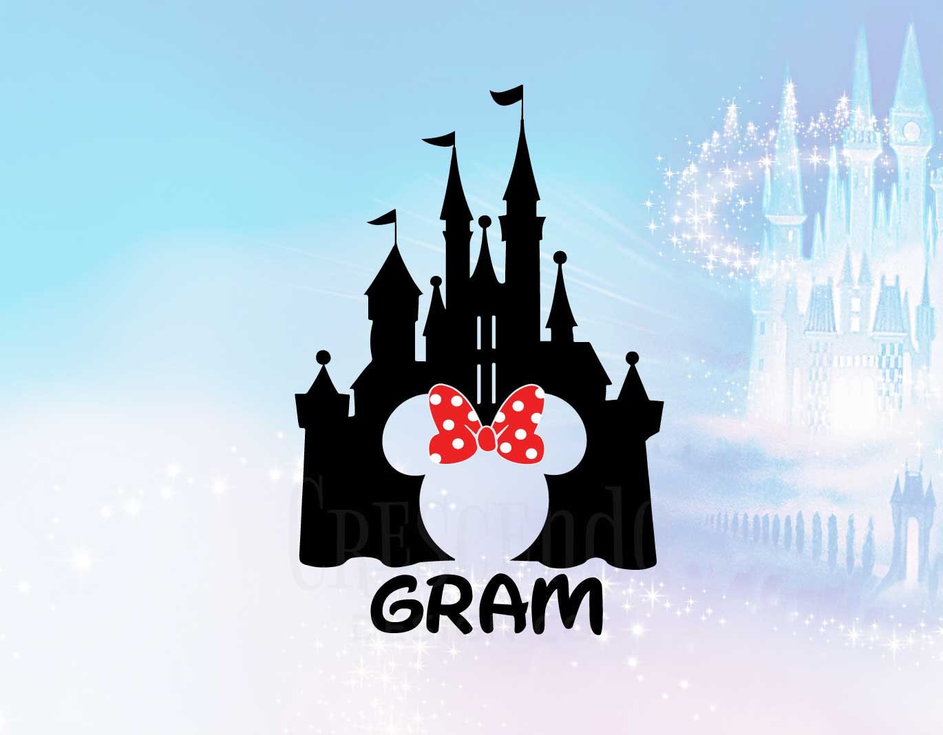 Download Gram Minnie Disney Castle SVG, Eps, Pdf, Png, Dxf Iron-On ...