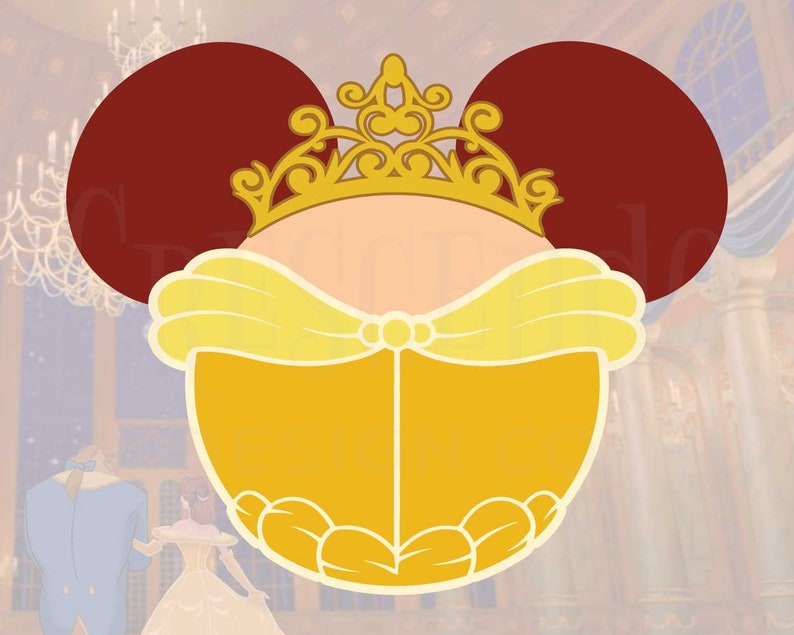 Download Disney Belle Mickey Head SVG Eps Pdf Png for Cricut Iron ...