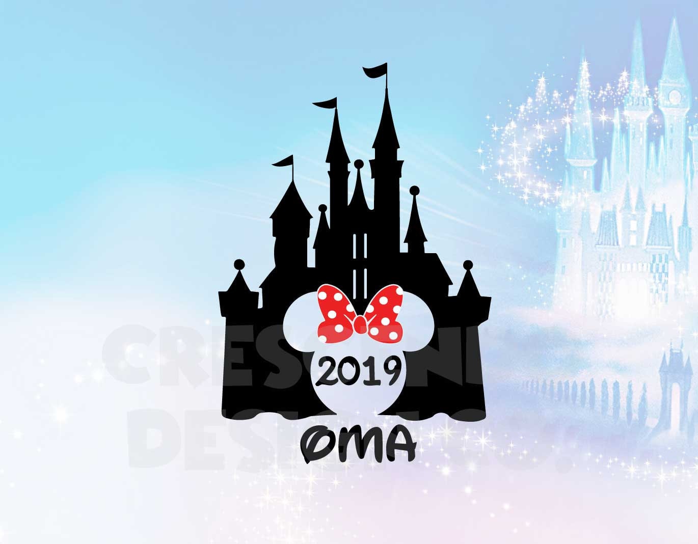 Oma 2019 Minnie Disney Castle SVG, Eps, Pdf, Png, Dxf Iron ...