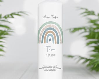 Personalized christening candle with name, date and christening verse "Rainbow Dots Mint", godparent candle, christening candle rainbow, christening gift