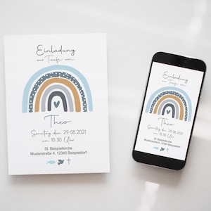 eCard/file da stampare invito battesimo “Rainbow Dots”