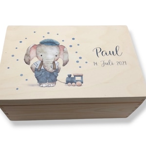 Erinnerungskiste Baby mit Namen &quot;Bär Zug&quot; Geburtsdatum Erinnerungsbox für Kinder, Erinnerungsbox für Babys, Taufgeschenk,