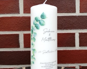 Wedding candle personalized with name and wedding motto "Ranke green" / Wedding/ Family/ Wedding ceremony/ Wedding gift